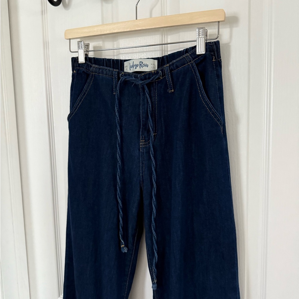 Dark Blue Denim Tie Pants
